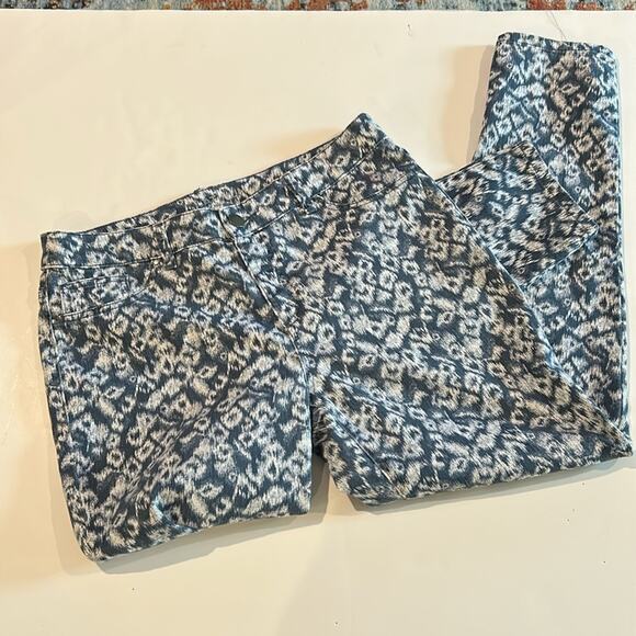 Chico’s Platinum Ankle Jeans Size 1 Blue Ikat Stretch Denim - Picture 1 of 6